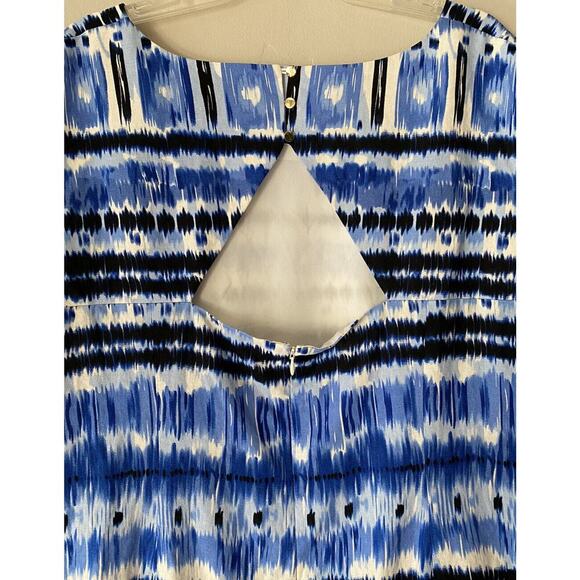 TAHARI Women’s Blue Ikat Print Linen Sheath Dress Plus Size 24W Resort Coastal - Picture 5 of 9